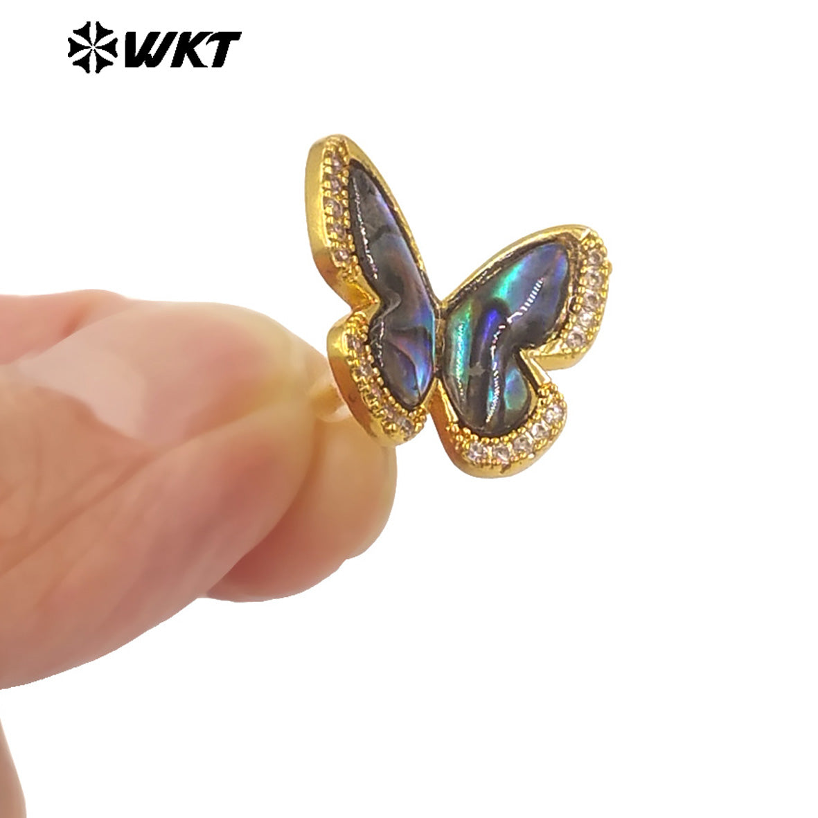 WT-ME110 Exquisite Vivid Butterfly Shape Tiny Zircon Paved Earring With Natural Abalone Shell for Girls Birthday Gifts