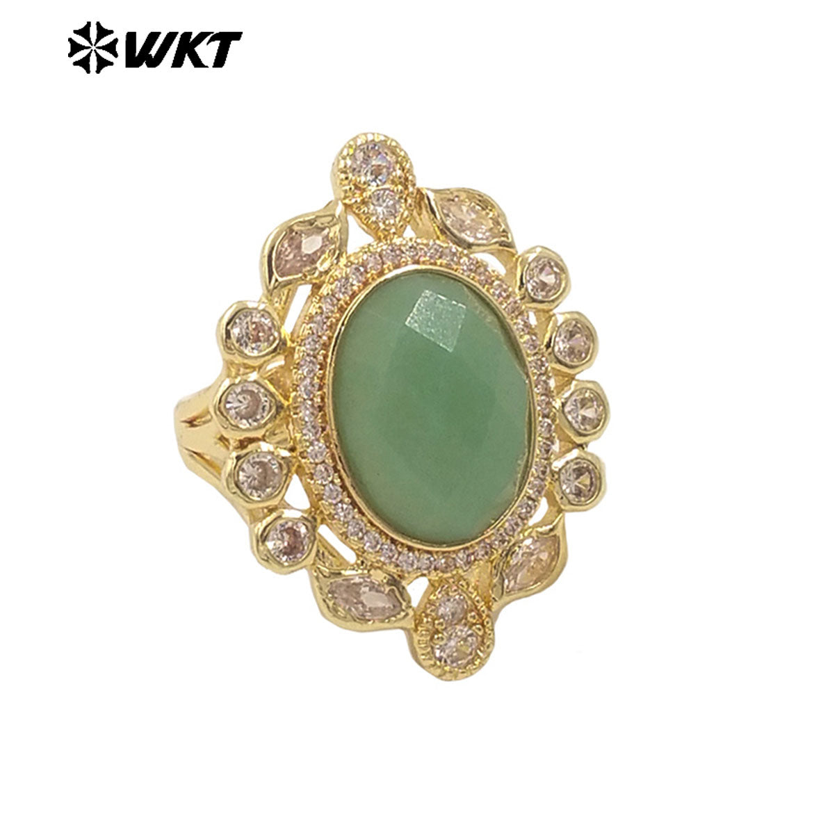 WT-MR028 Newest Summer Design Fashionable Royal Court Style Precious Women Adjustable Natural Stone Zircon Wedding Ring