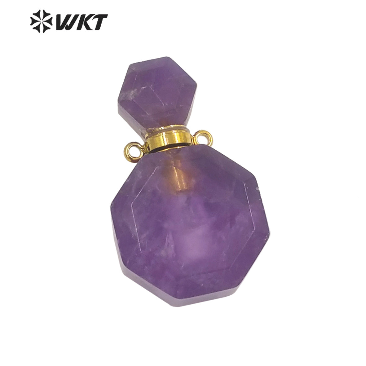 WT-P1759 WKT Hot Sale! Natural Stone Perfume Bottle Pendant Pink Quartz Amethyst Amazonite Pendant Jewelry Necklace Accessory