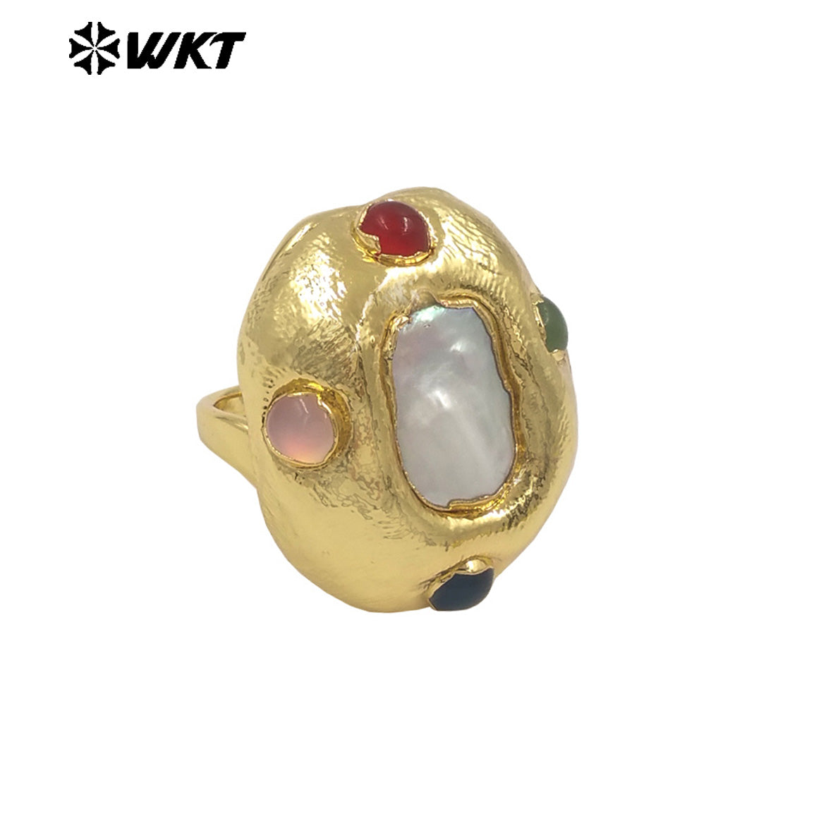WT-MPR146 Wonderful Romantic Style 18K Gold Plated Natural Freshwater Pearl Multi Colors Rings For Ladies Daily Jewelry