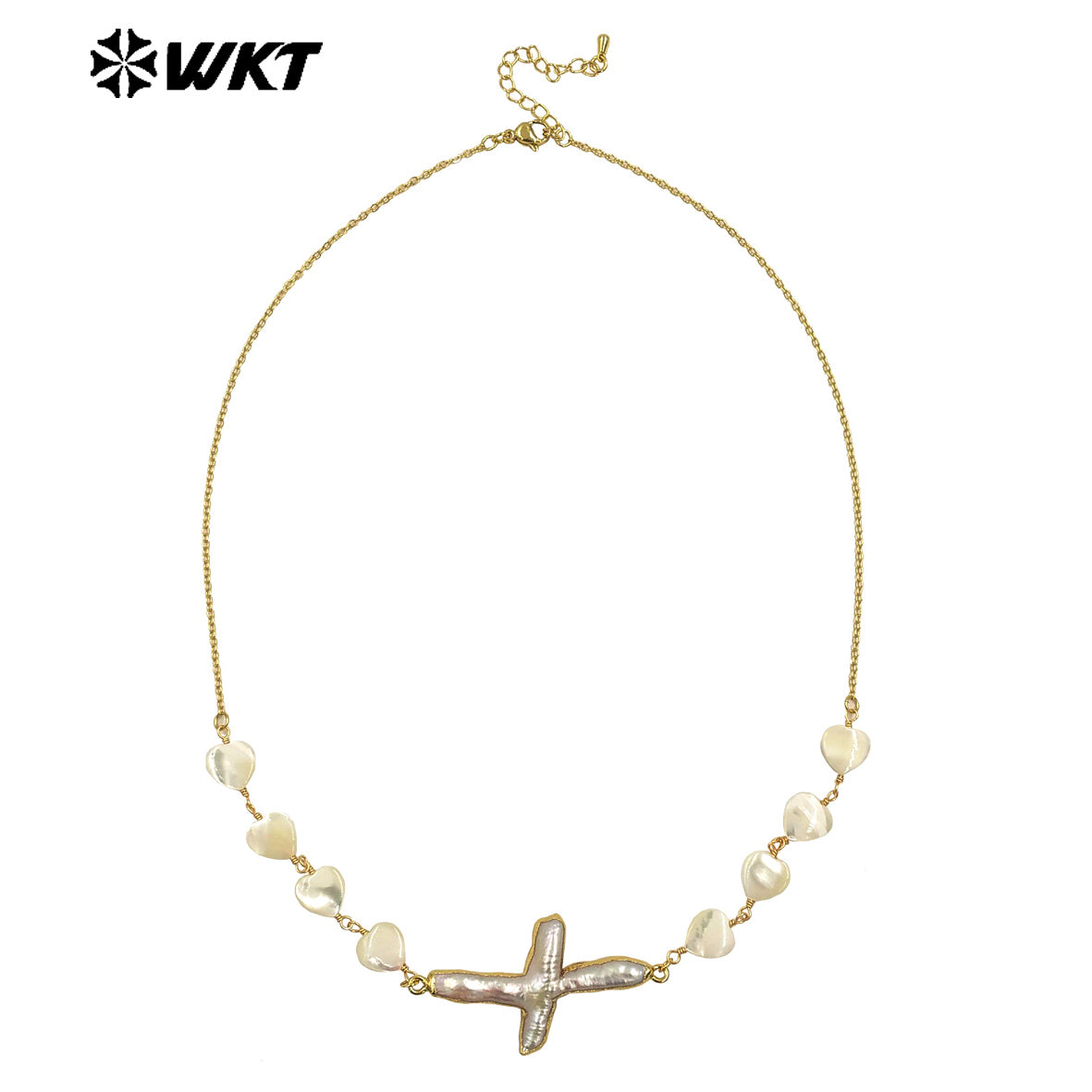 WT-JN301 Wholesale Private Label Religious 18K Gold Plated Love Beads Cross Pendant Women Necklace As Birthday Gift Jewelry