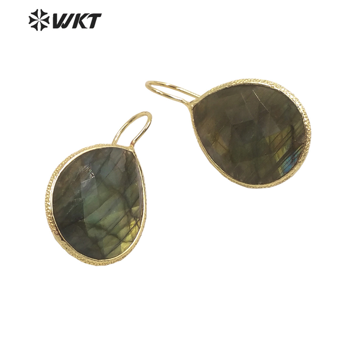 WT-E711 Amazing Newest Design Precious Natural Gemstone Waterdrop Earrings Fashion Gold Women Drop Hoop Earrings for Birthday