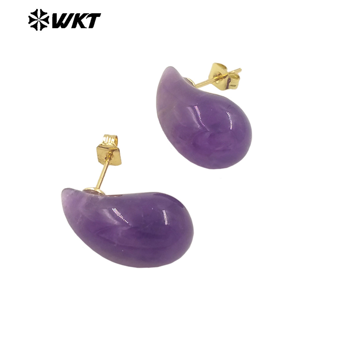 WT-E779 Wholesale Lovely Drop Beans Shape Colorful Blackobsidian Pink Crystal Quartz Stone Earring Drop Studs