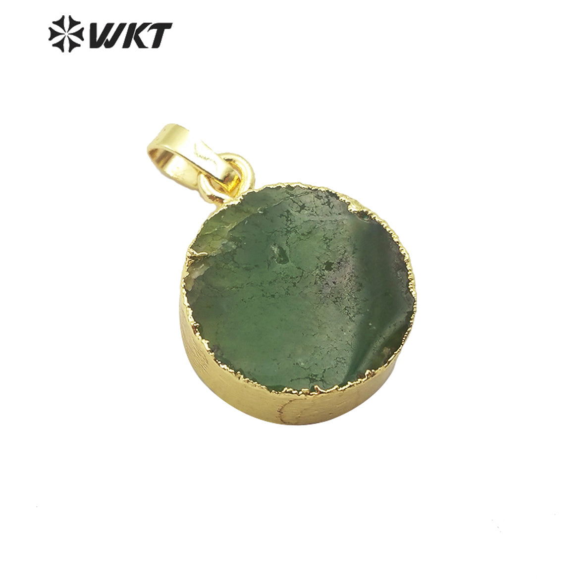 WT-P1509 Wholesale Natural Australia Chrysoprase Stone Pendant for Lady Gift Fashion Charm Jewelry Round Green Stone Pendant