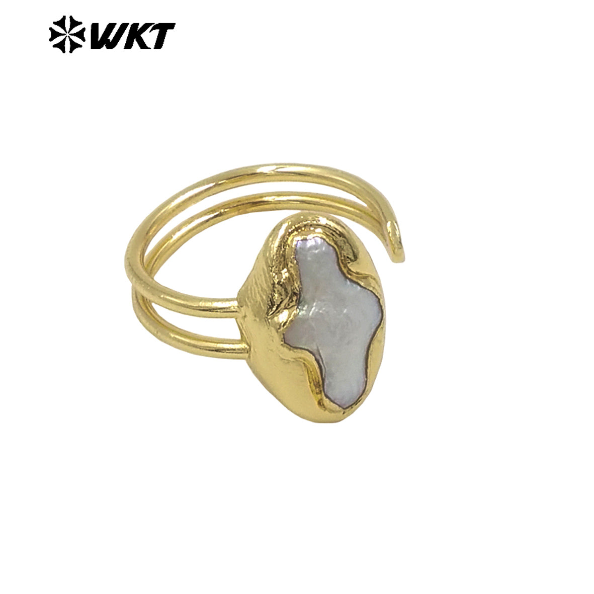 WT-MPR126 Hot Sales Natural Freshwater Pearl Ring With Gold Plated Open Size Cross Shape Elegant Style for Valentine's Day Gift