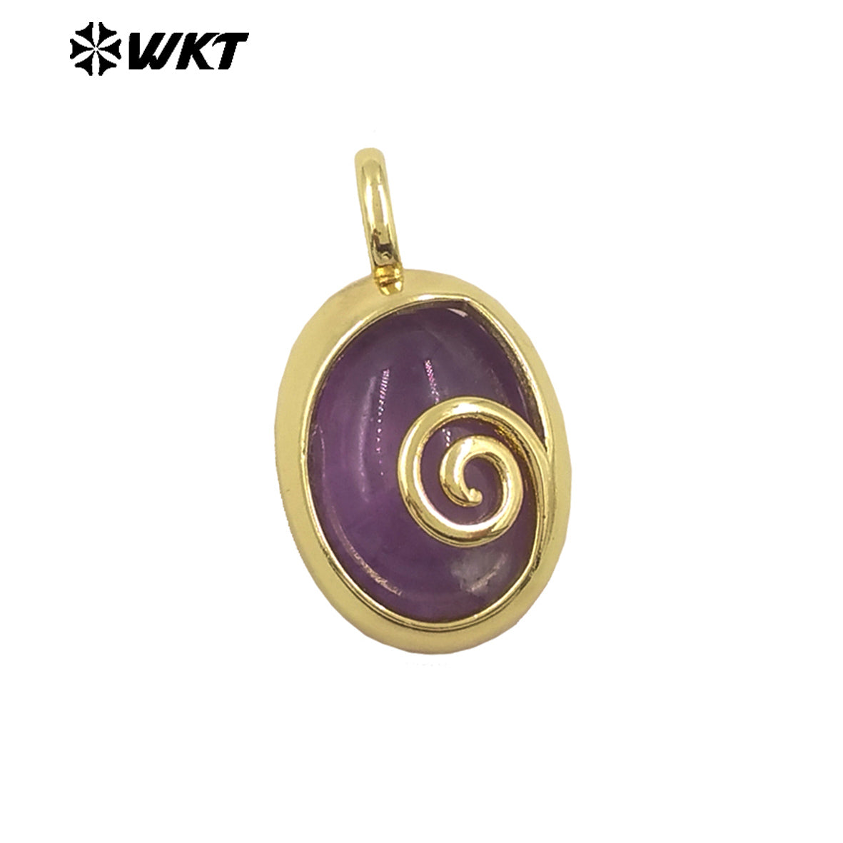 WT-P1992 Newest Design Small Oval Rotation Metal With Natural Gemstone Charms for Jewelry Match