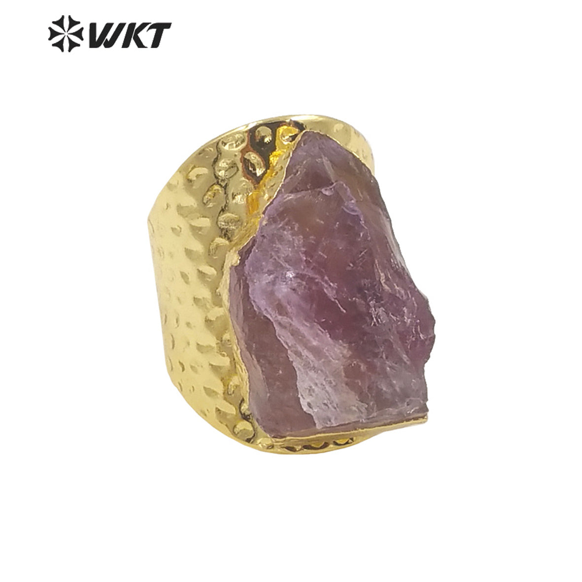 WT-R369 Amazing Gorgeous Raw Stone Quartz Cocktail Ring 18k Real Gold Plated Nontarnishable Aqua Energy Jewelry Stone Ring