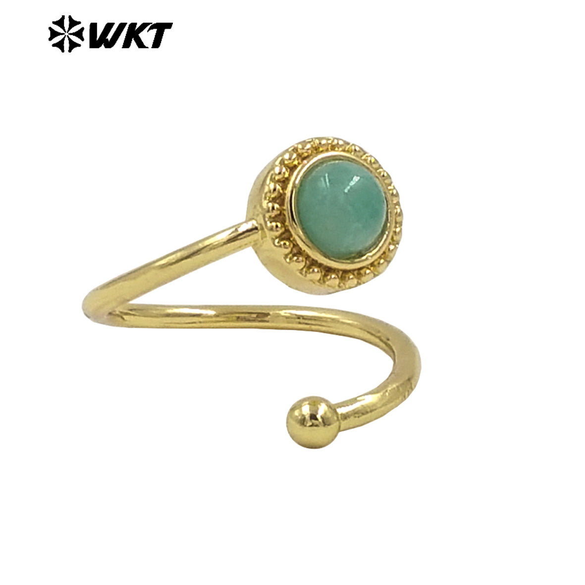 WT-R539 Newest Fashion Gold Plated Natural Gemstone Round Women Anniversary Birthday Gift Ring