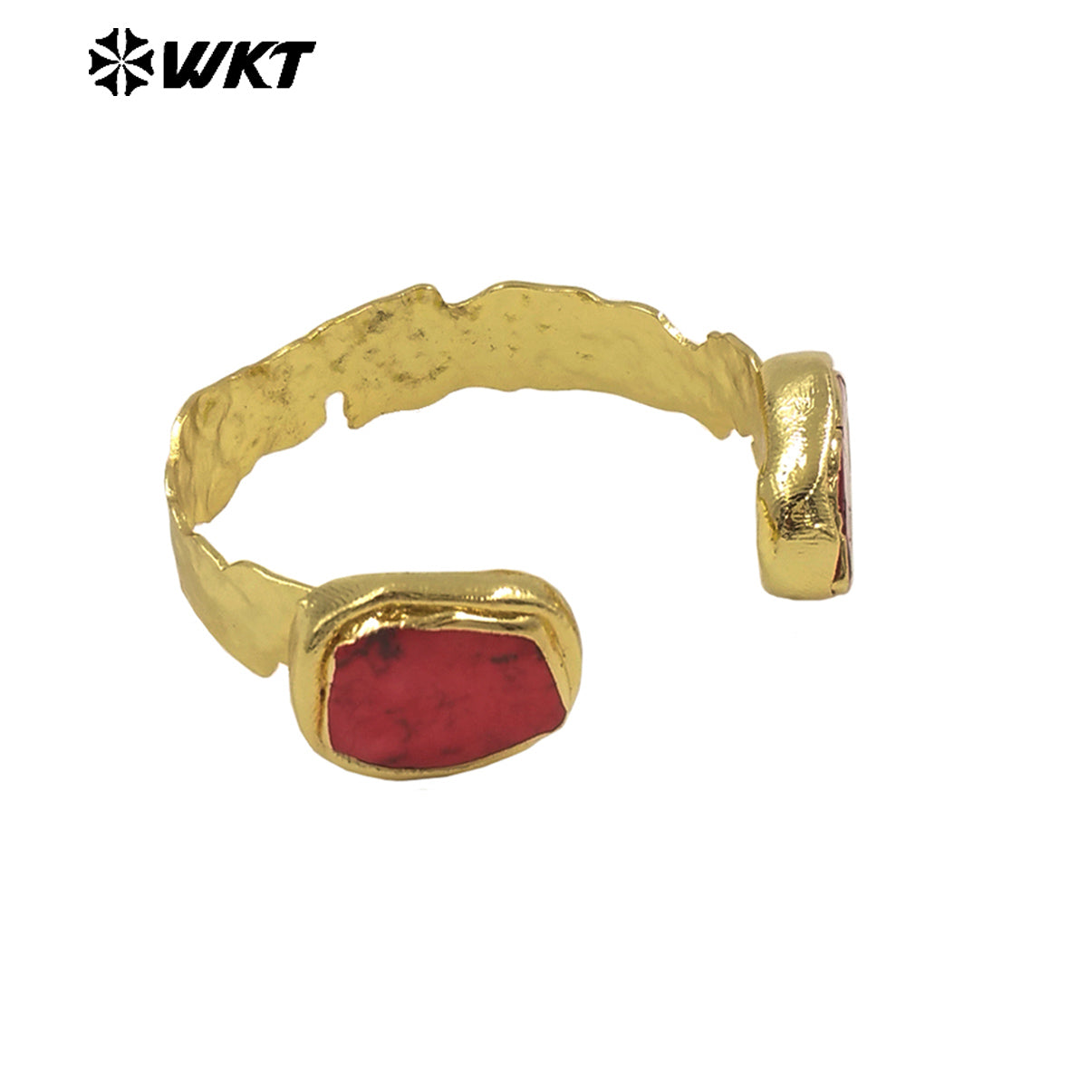 WT-B694 Fashionable Couple Jewelry in Colorful Turquoise Grain Double Stone With 18k Gold Plated Can Be Adjustable Bangle