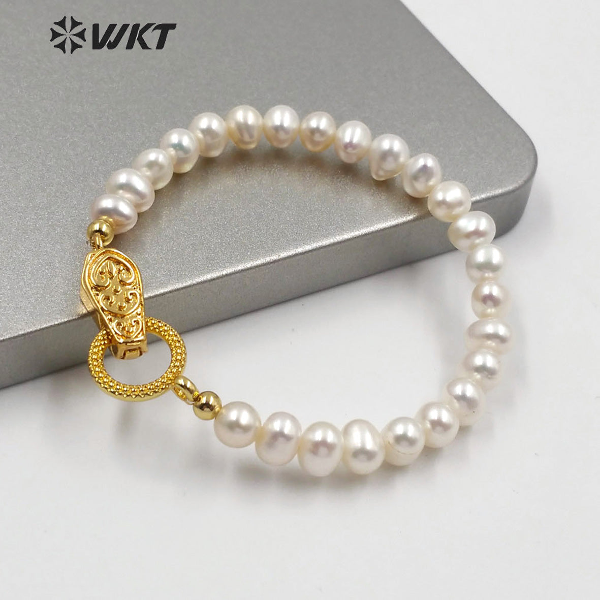 WT-MPB002 Wholesale Freshwater Pearl Beads Magnetic Clasp Bracelet White Pearl Bracelet Lady Elegant Jewelry Pearl Bracelet
