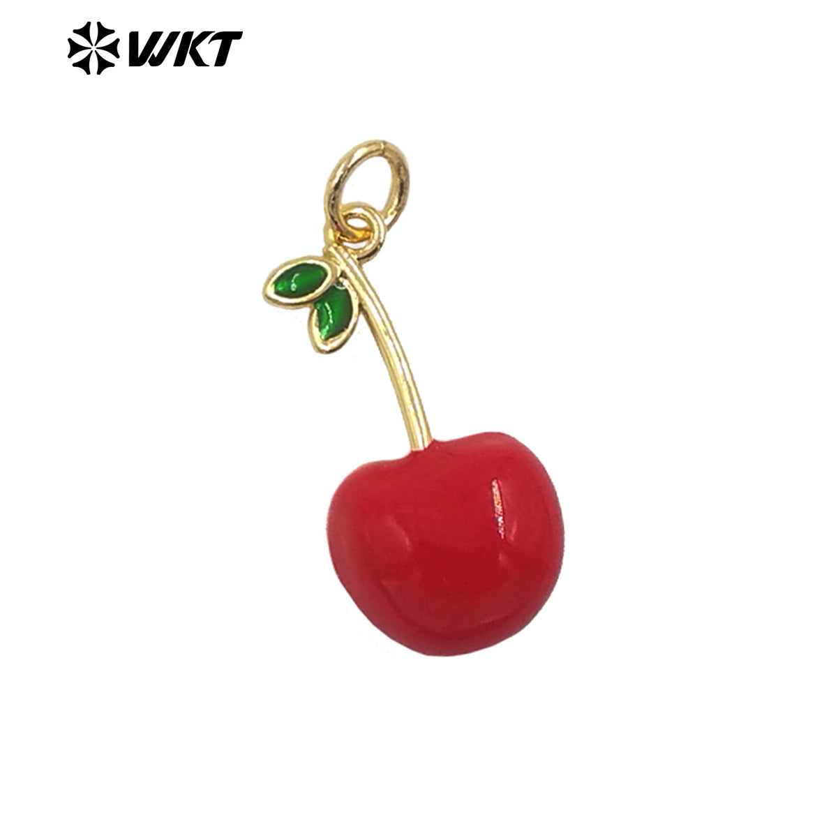 JFE152 Exquisite Romantic Half Cherry Fruit Pendant Gold Electroplated Charms High Quality Yellow Brass With Drop Oil Accessory