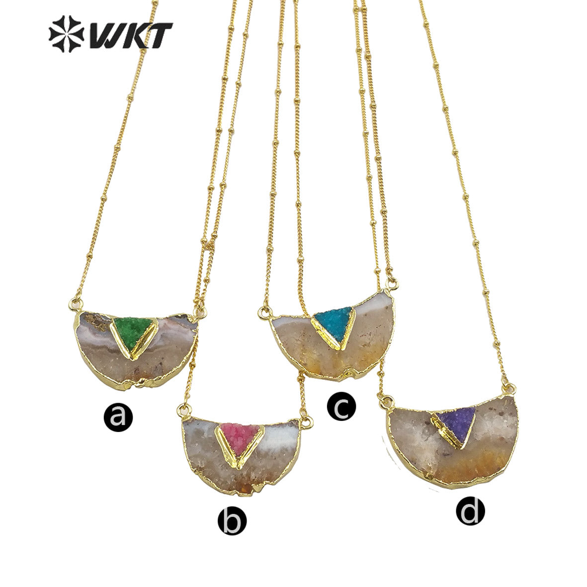 WT-N1208 Wholesale Natural Yellow Citrine Quartz Necklace With Druzy Quartz Charm Fashion Charm Jewelry Yellow Stone Necklace