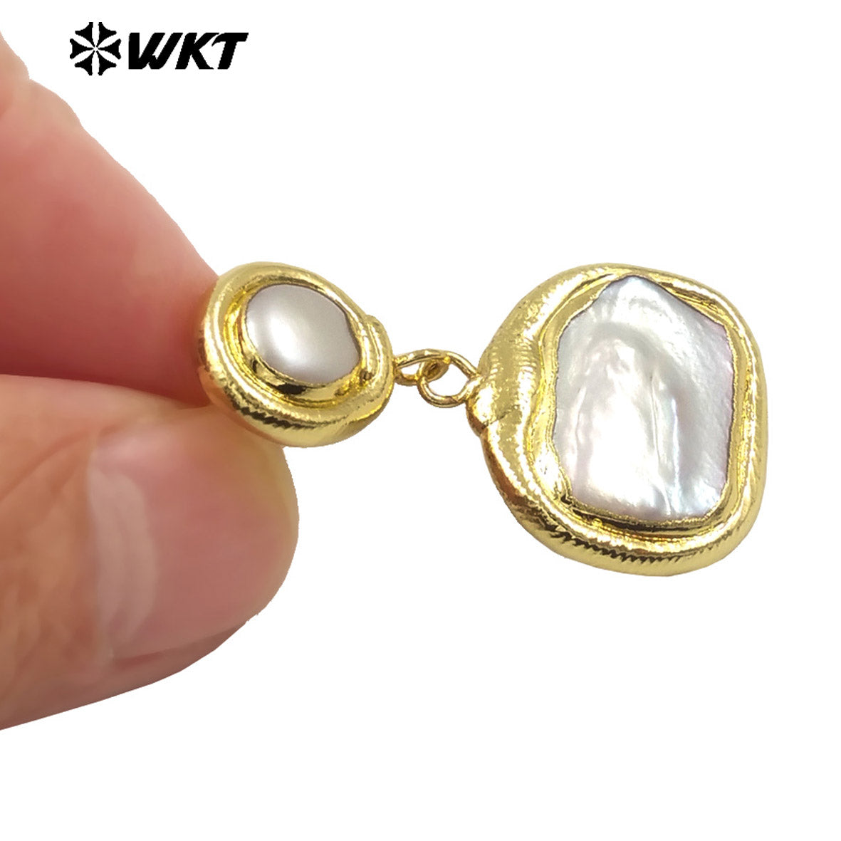 WT-MPE139 Elegant 18K Gold Plated Pearl Round Rectangular Combination Long Earrings for Women As Wedding and Anniversary Gifts