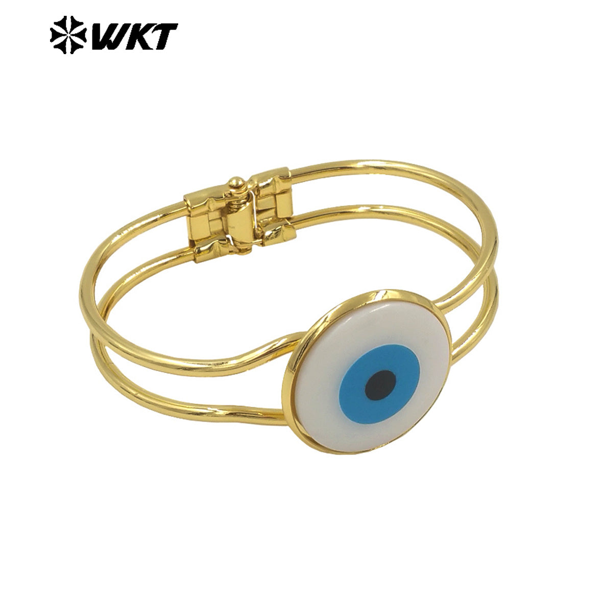 WT-MPB093 Eye of Devil Punk Fashionable 18k Real Gold Resist Tarnishable Europe and America Natural Shell Cuff Bangle