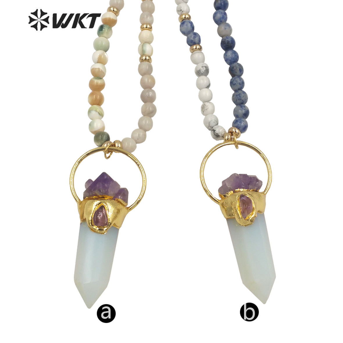 WT-N1339 WKT Fashion Jewelry Hot Style Natural Stone Beads Opal Necklace for Girls Party Pendant Lady Necklace Gift