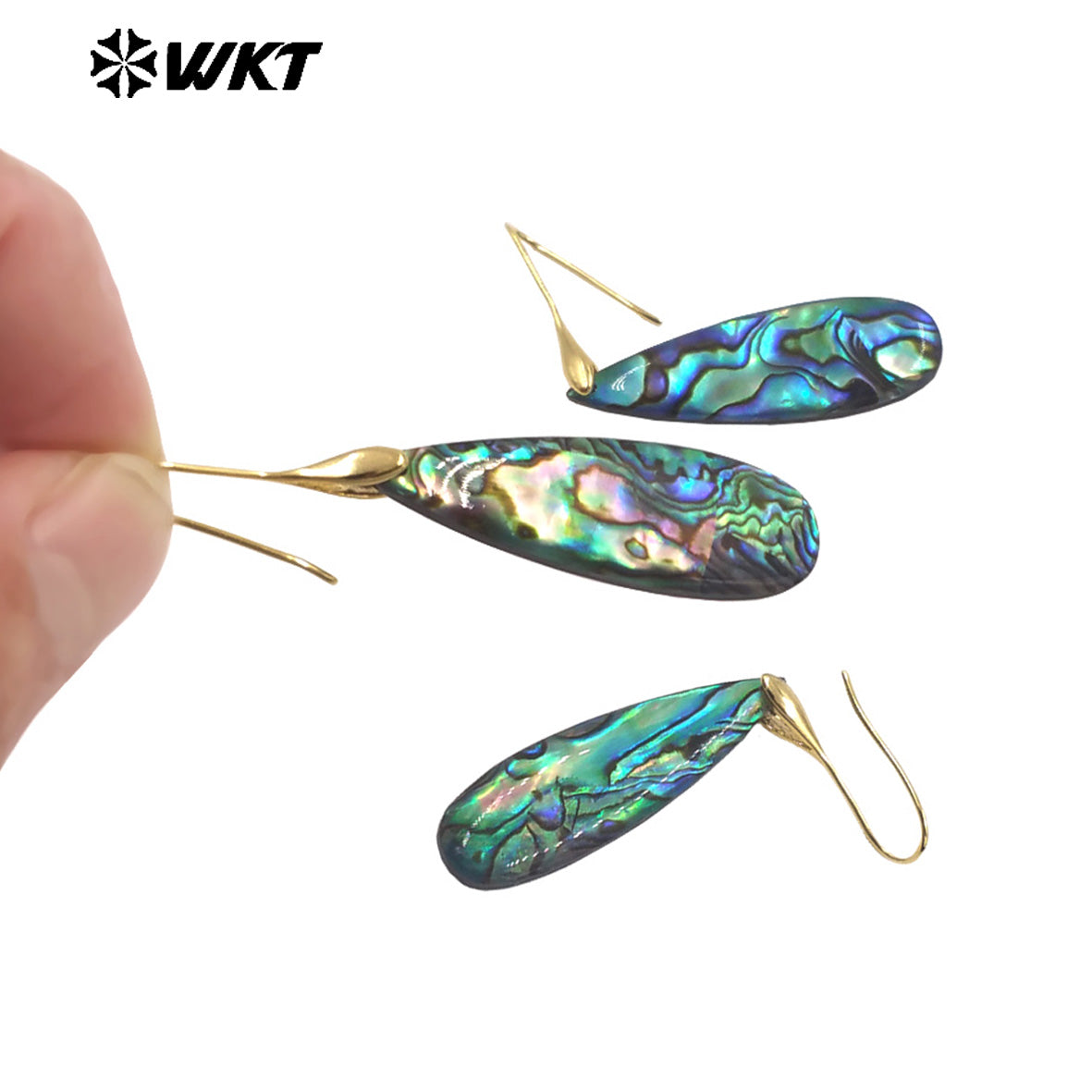 WT-MPE157 Exquisite Natural Abalone Shell Ladies Earrings Gold Color Long Waterdrop Shape Wholesale Women Lovely Jewelry