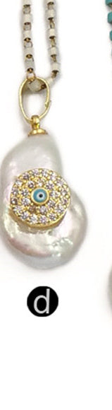 WT-MN952 Fashion Setting Irregular Shape Pearl with CZ Micro Pave Necklace Hot-sales Lady Natural Stones Necklace