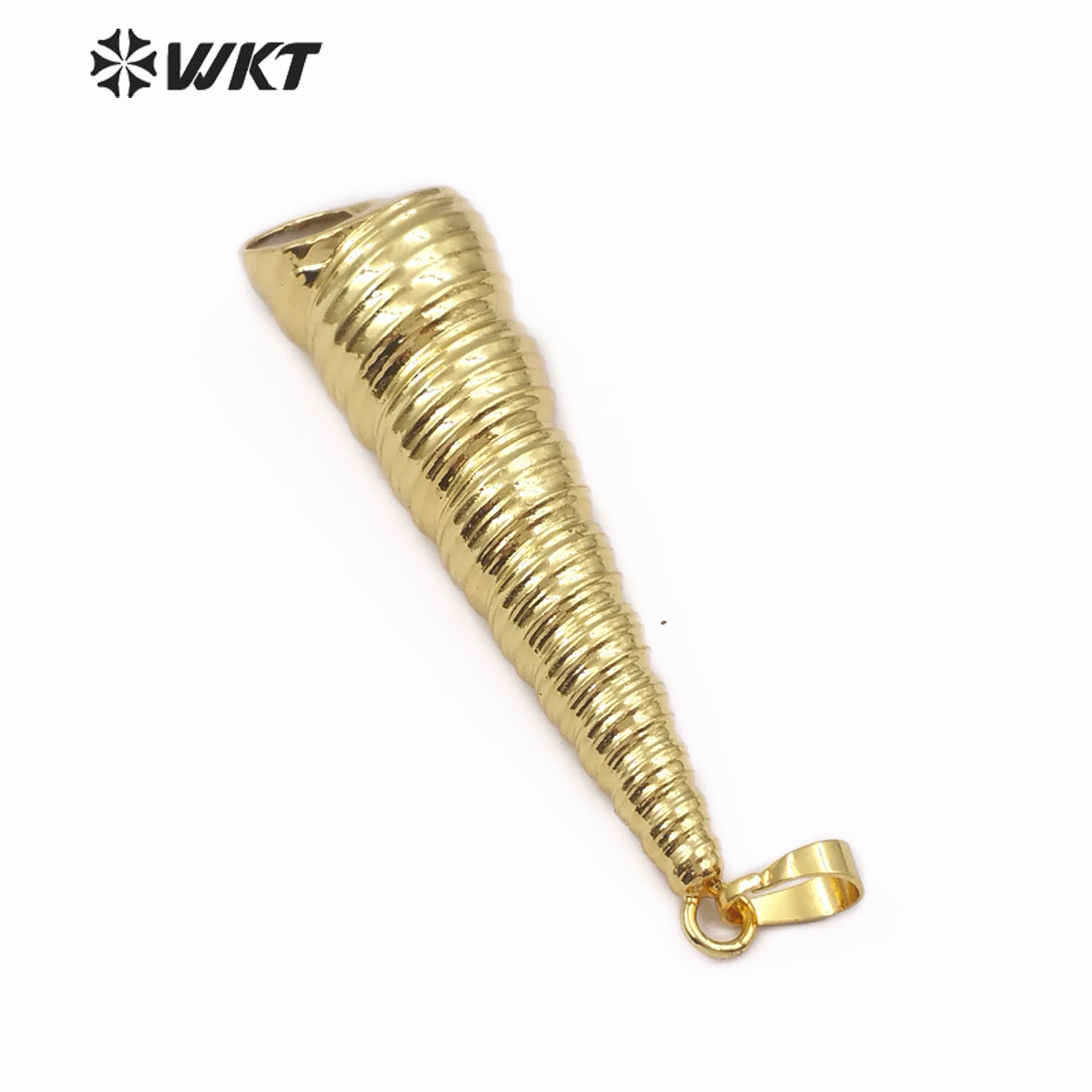 WT-JP118 Fashion Pendant Jewelry for Women Shell Necklace Full Gold Dipped Long Conch Pendant Trumpet Shell Pendant