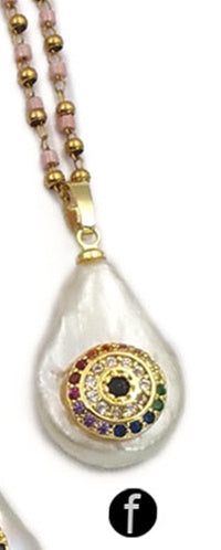 WT-MN952 Fashion Setting Irregular Shape Pearl with CZ Micro Pave Necklace Hot-sales Lady Natural Stones Necklace
