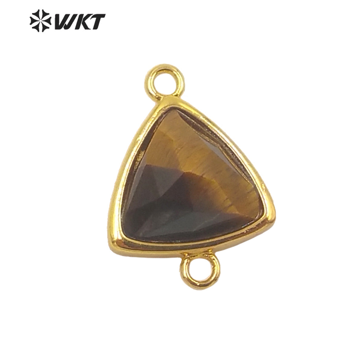 WT-C309 Wholesale Fashion Gold Bezel Stone Connectors Small Size Gemstone Triangle Jewelry Findings Connectors for Bracelets
