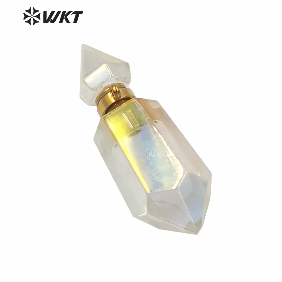 WT-P1591 Amazing Lady Fashion Natural Crystal Quartz Aura Perfume Bottle Pendant As Gift for Friends Essential Oil Pendant