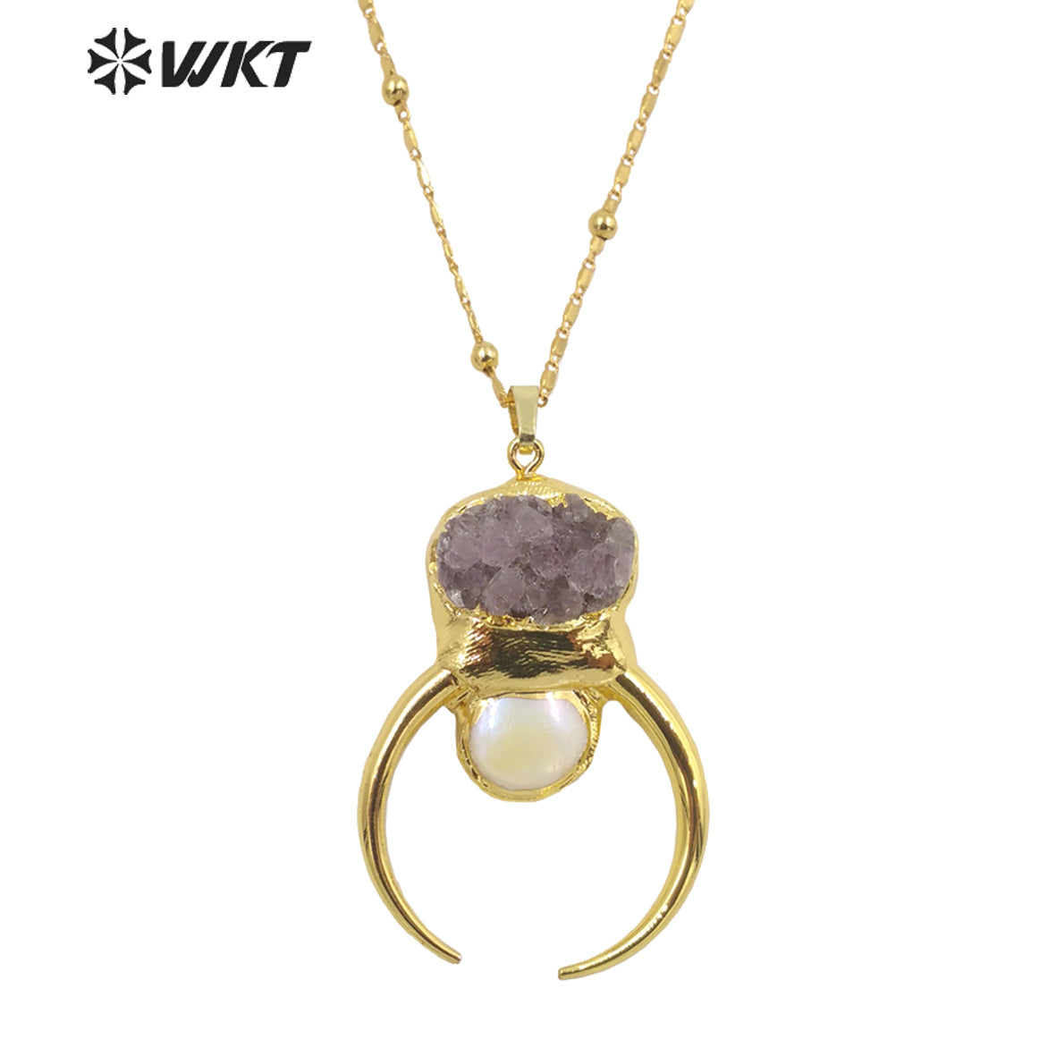 WT-N1323 Beautiful Fashion Amethyst Pearl Elegant and Fine Jewelry Necklace Very Suitable for Party so Nice As a Gift