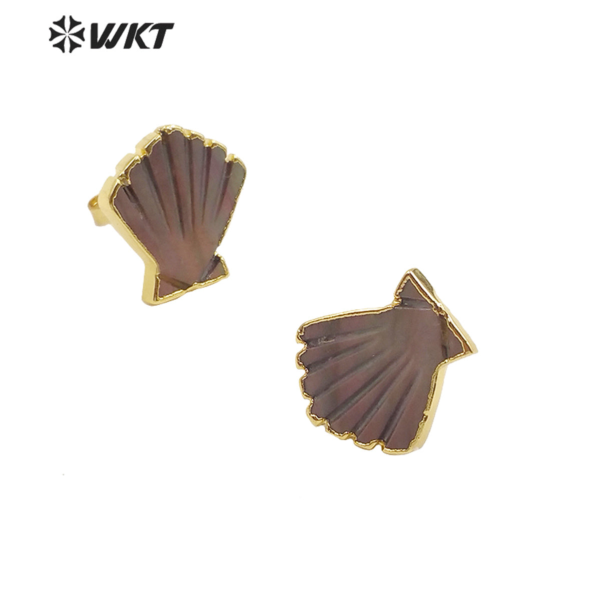 WT-E603 New Exclusive Design Fashion Gold Trim Sector Shell Studs Boho Style Charm Jewelry Natural Shell Studs