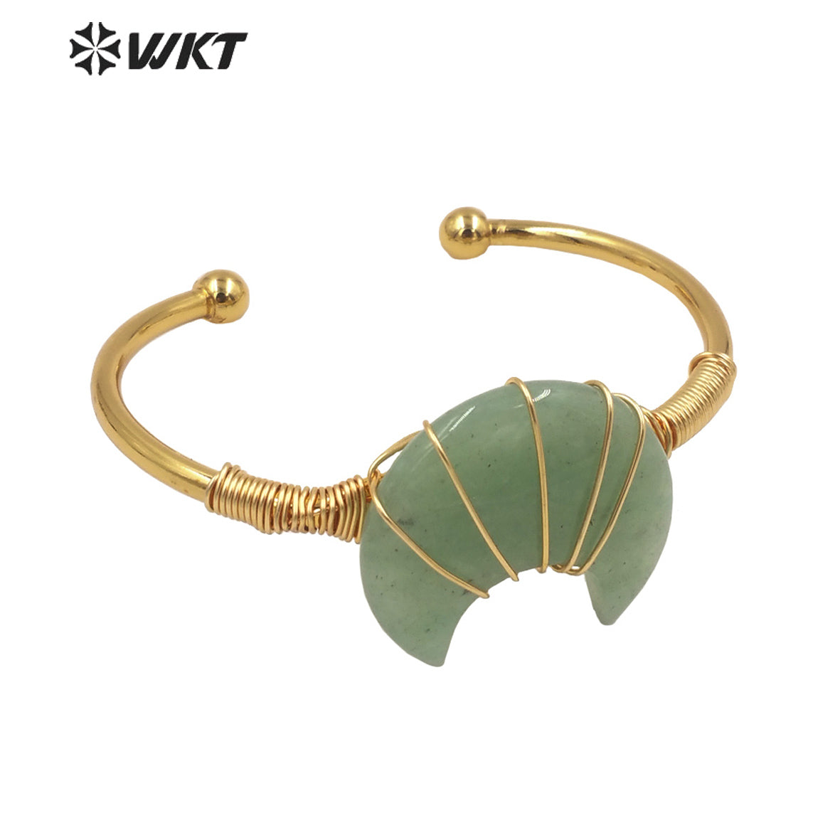 WT-B604 Natural Stone Bangles Delicate Crescent Stone Bangles Opening Adjustable Charming Bamgles Natural Gemstone Bangles
