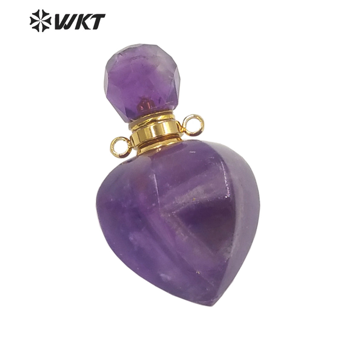 WT-P1635 WKT New Design Natural Stone Amethyst Perfume Bottle Drop Pendant Lady Jewelry Stone Perfume Bottle Pendant As Gift