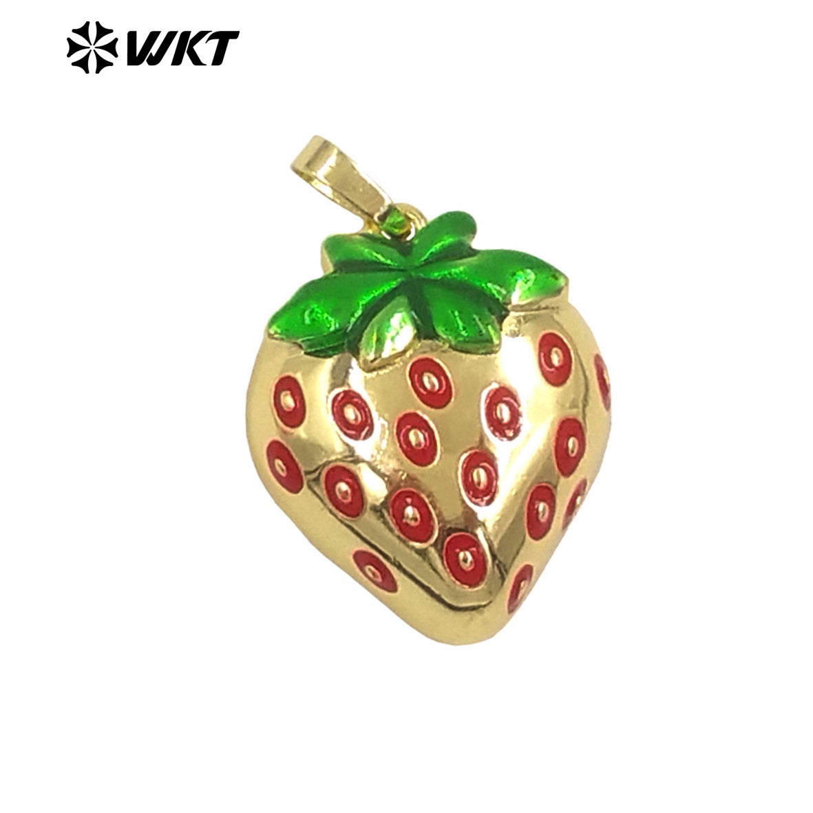 JFE154 Newest Fashion Yellow Brass With Drop Oil Full Gold Plated Pendant Strawberry Shape For Jewelry Decoration Finding