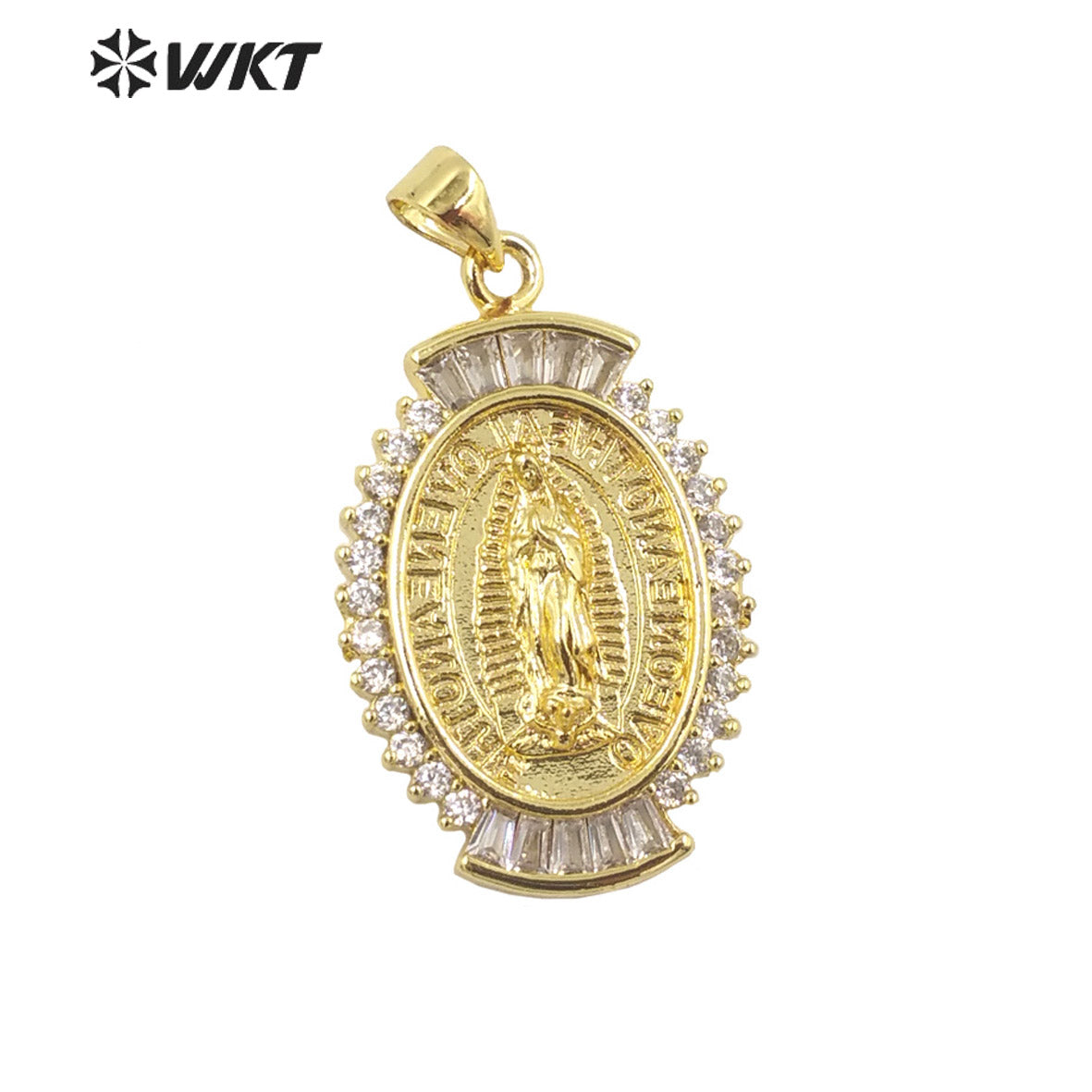 WT-MP276 Newest Vintage Style Female Deity Shaped Natural Shell Shell&Cubic Zircon Madonna Design Pendant