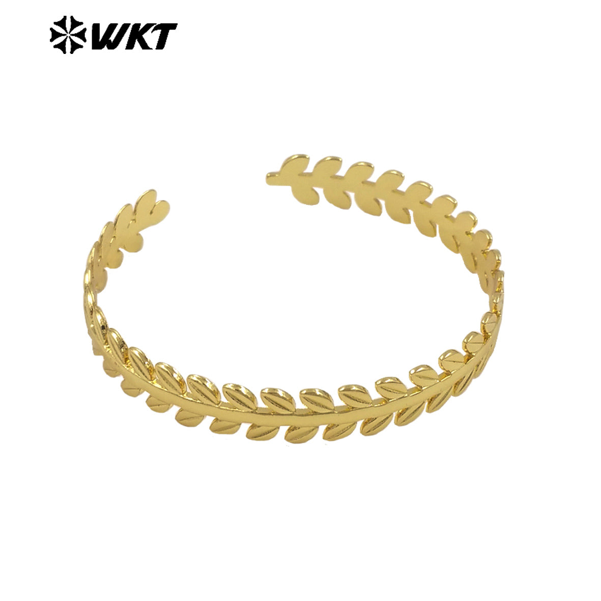 WT-B674 High Quality 18K Gold Plated Yellow Brass Willow Leaf Shape Delicate Gentle Bracelet for Women As Anniversary Gift