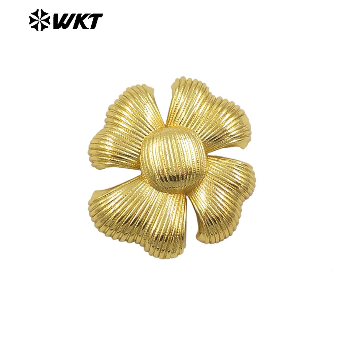 WT-JFE142 New Arrival 18K Gold Plated Yellow Brass Metal Flower Space Beads for Jewelry DIY Design Findings