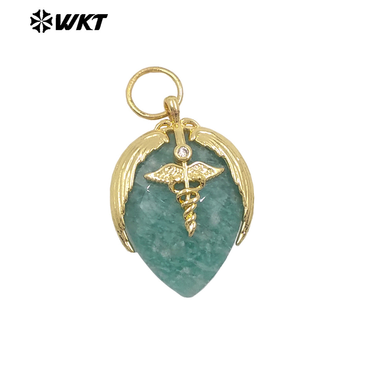 WT-P2014 Newest Fashion Style Strawberry Shape Gold Plated Natural Gemstones Little Pendant For Necklace Earrings Making