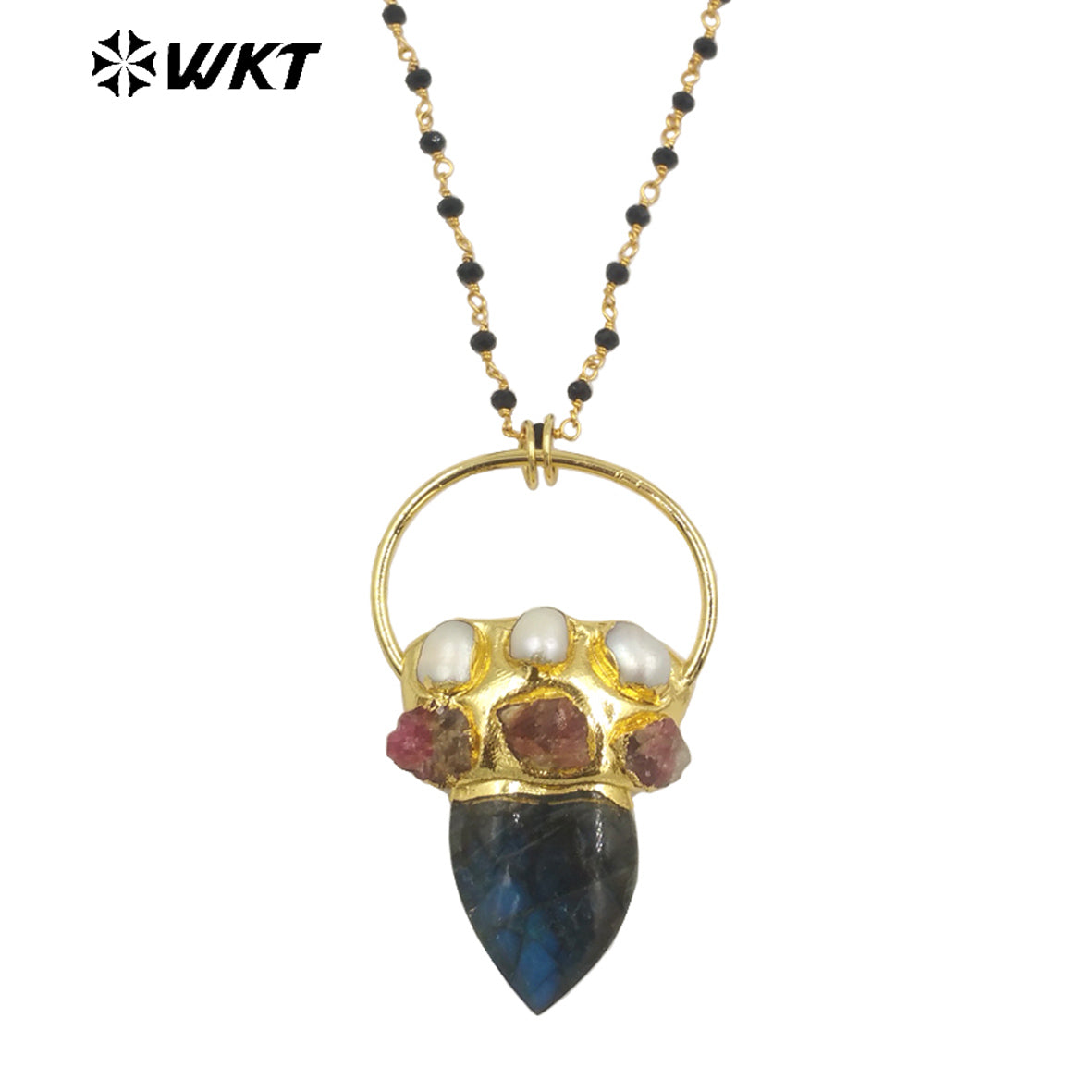 WT-N1422 Gorgeous Natural Labradorit Necklace 28inch Long Layer Vintage Boho Beads Necklace Casual Long Statement Necklace