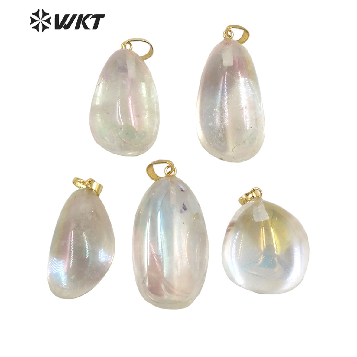 WT-P1807 Smooth Irregular Spherical Pendant Aura Electroplating Natural Stone Pendant Colorful Fantasy Natural Quartz Pendant