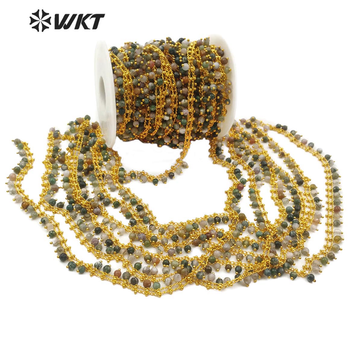 WT-RBC109 Natural Agate Bead Chain Hot-selling High Quality Agate Gold Chain Can DIY Jewelry Necklace or Bracelet