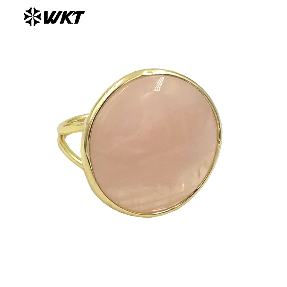 WT-R513 Wholesale New 18k Gold Plated Bezel Setting Natural Big Round Gemstone Lapis Birthday Stone Ring