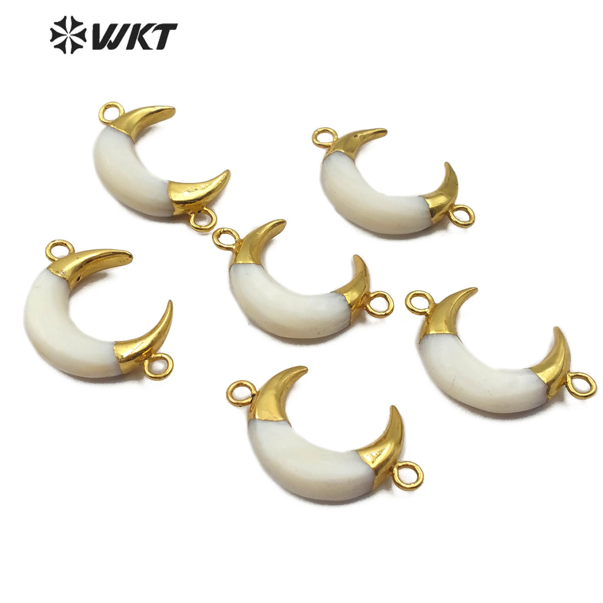 WT-C286 New Design Jewelry Crescent Horn Shell Pendant Connector Gold Connector Wholesales in Stock Connector