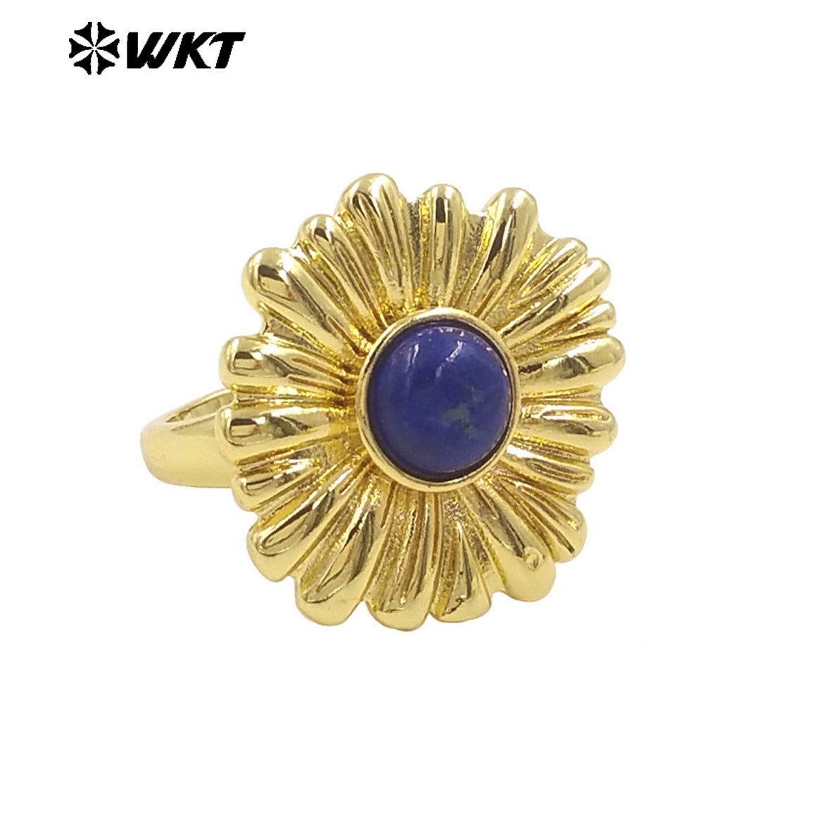 WT-R532 Newest Design Romantic Delicate 18K Real Gold Plated Metal With Natural Round Stone Setting Women Party Rings