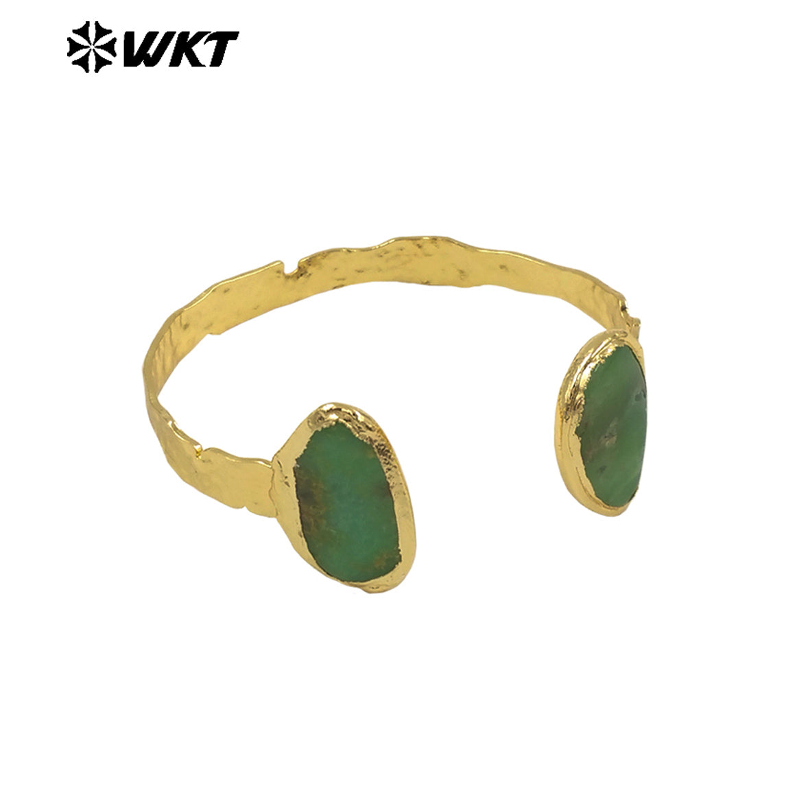 WT-B693 New Arrival Green Australia Chrysoprase Irregular Shape Smooth Stone Cuff Bangle or Armlet Unisex Classic Accessory