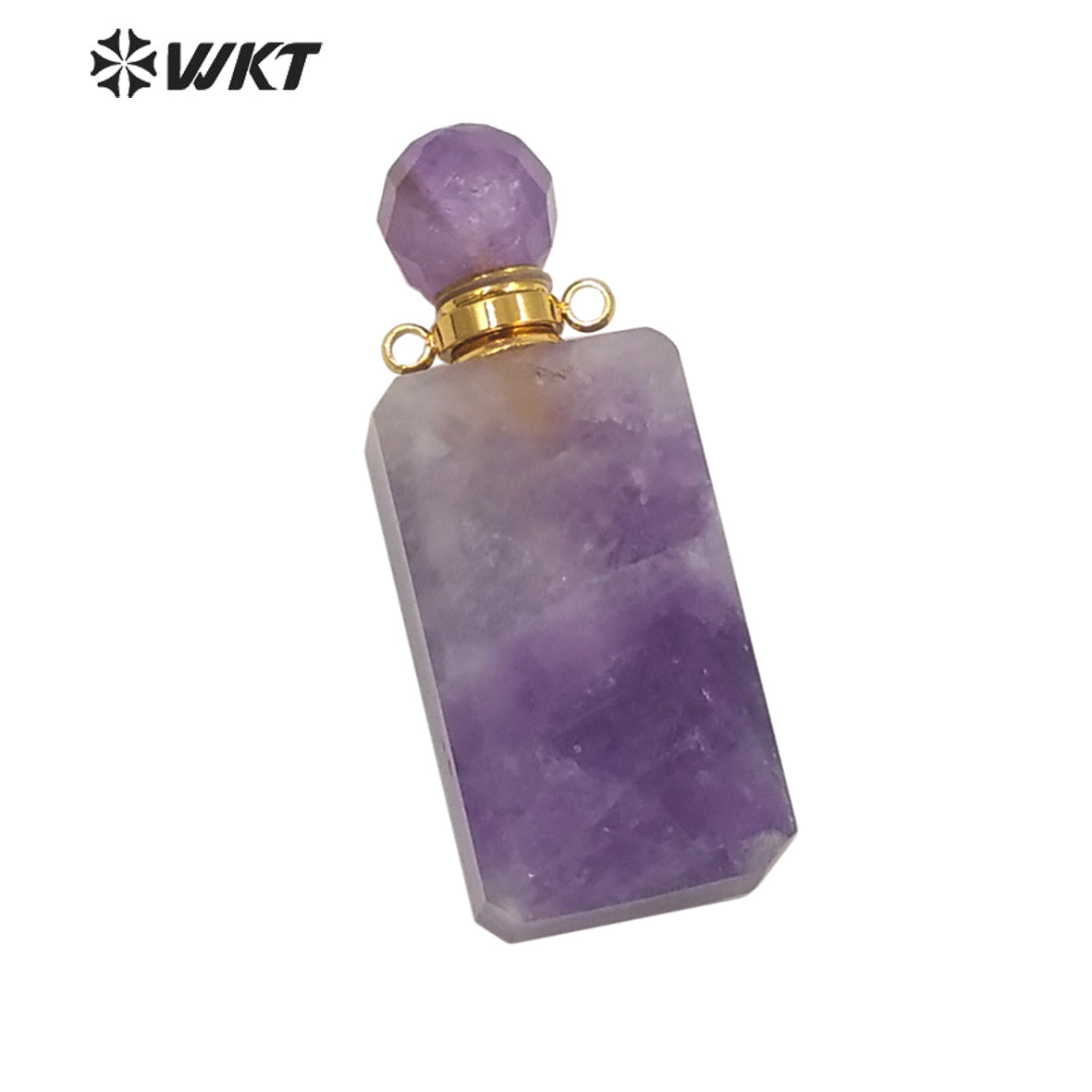 WT-P1633 WKT New Amazing Natural Amethyst Stone Perfume Bottle Pendant Loading Essential Oil Perfume Bottle Pendant