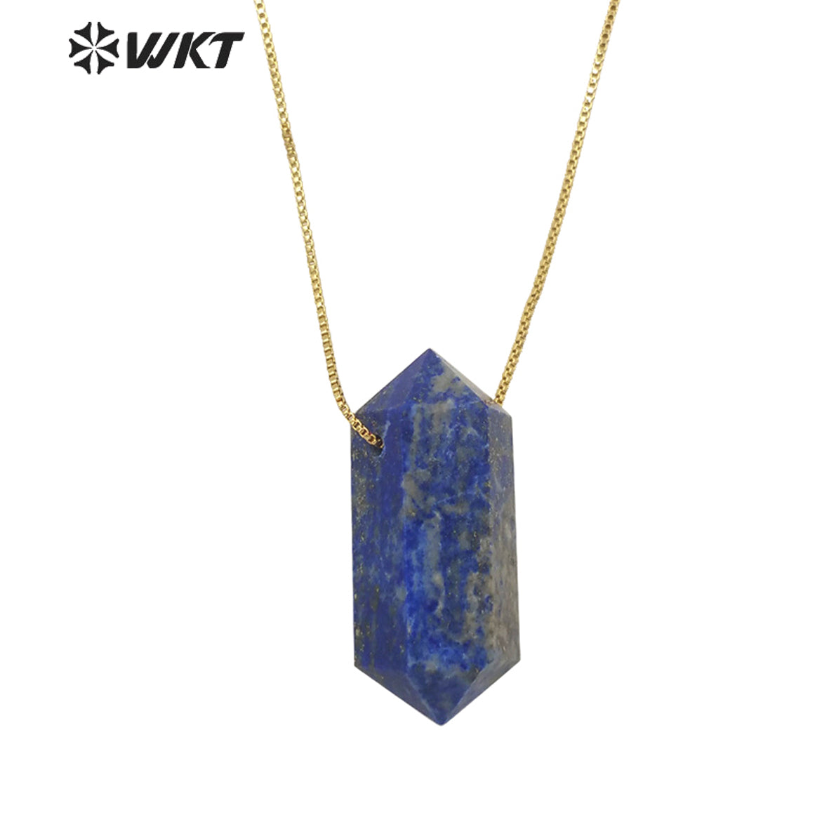WT-N1373 Crystal clear Hexagonal Column Necklace Concise Style Pendant Colorful Stone Simple Jewelry Natural Stone Necklace