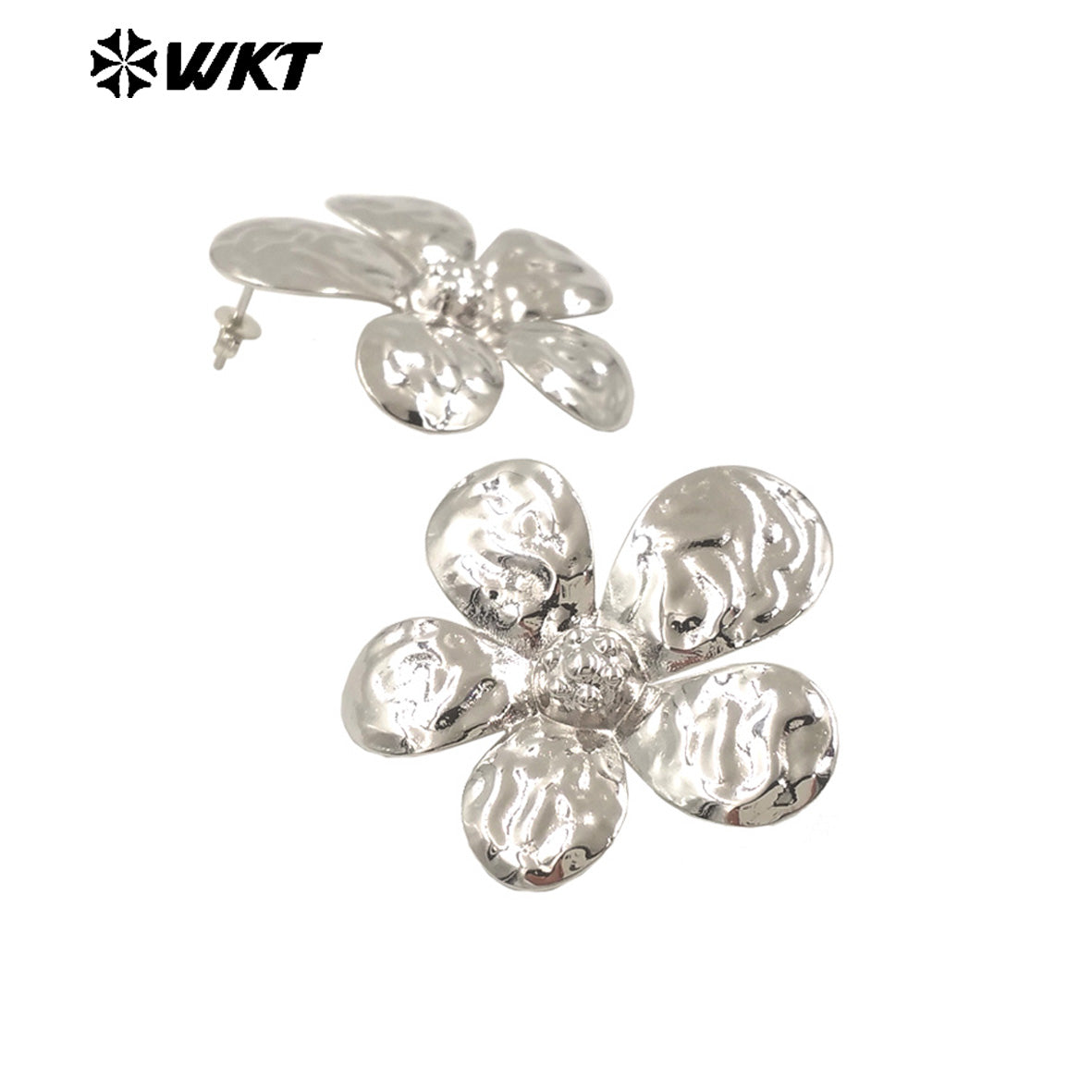 WT-E761 WKT New Product 18K Gold Plated and Silver Natural Yellow Brass Flower Earrings for Friend and Wife As Daily and Party