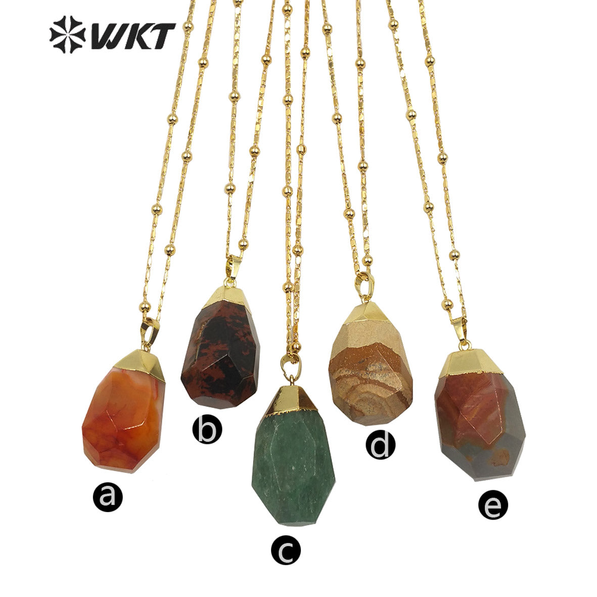 WT-N1209 Newest Natural Gemstone Necklace Gold Plated Stylish Women Charm Jewelry Natural Stone Necklace
