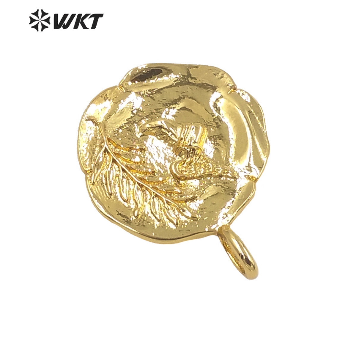 WT-MP208 Amazing New Full 18k Real Gold Plated Brass Metal Symbolized Pendant Round Flower Religious Metal Charms for Necklace