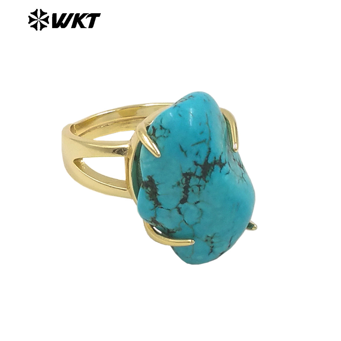 WT-R546 Wholesale Hotsales and Beautiful Turquoise Ring With 18k Yellow Gold Plated for Lady Birthday Gifts