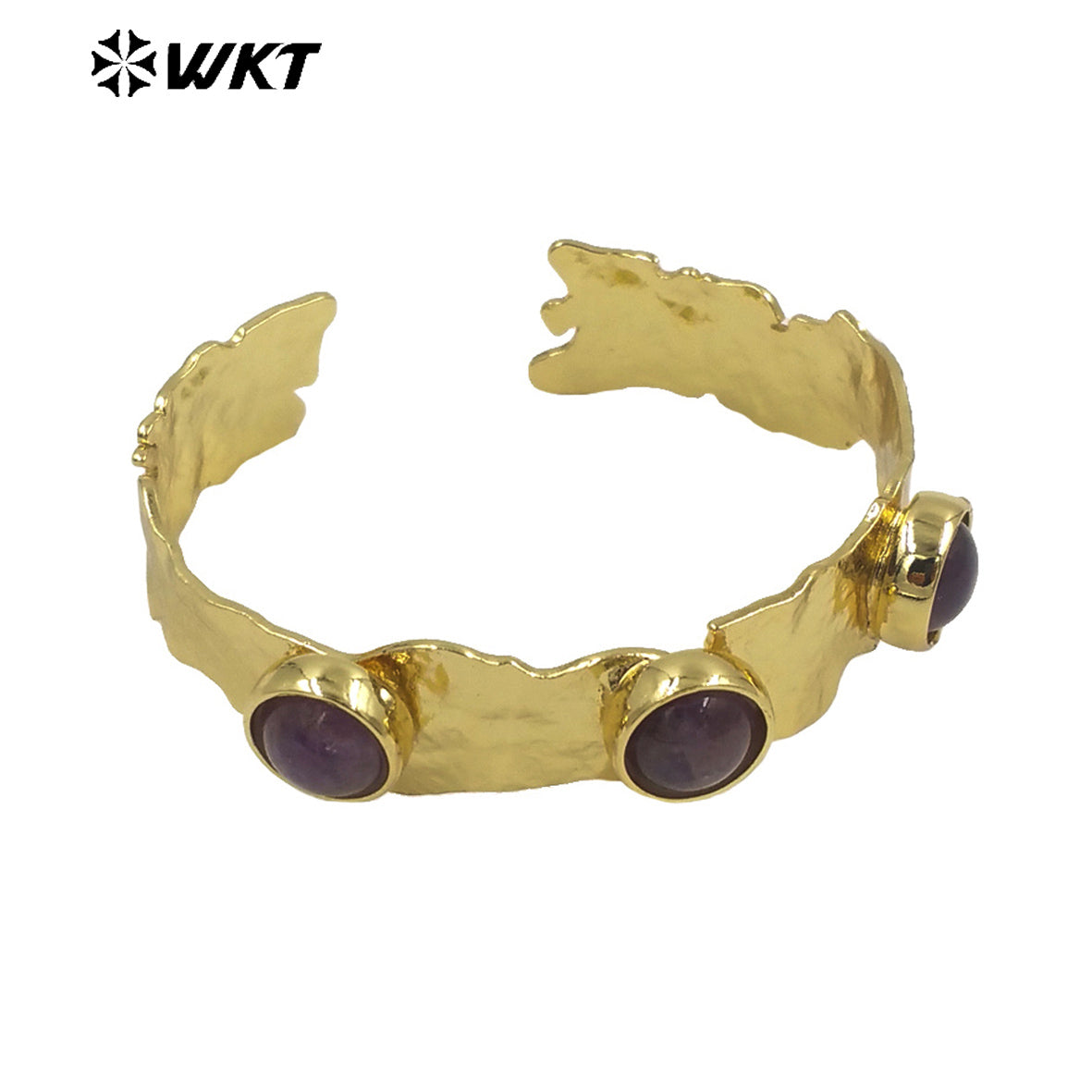 WT-B633 WKT New Handmade Lovely Trendy Gift for Women Lucky Bracelets C Shaped Natural Colorful Gemstone Opening Bracelets
