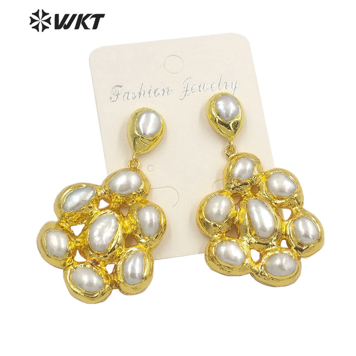 WT-MPE085 WKT Amazing Gorgeous Natural Freshwater Pearl Earrings Royal Precious Big Dangle Statement Women Earrings