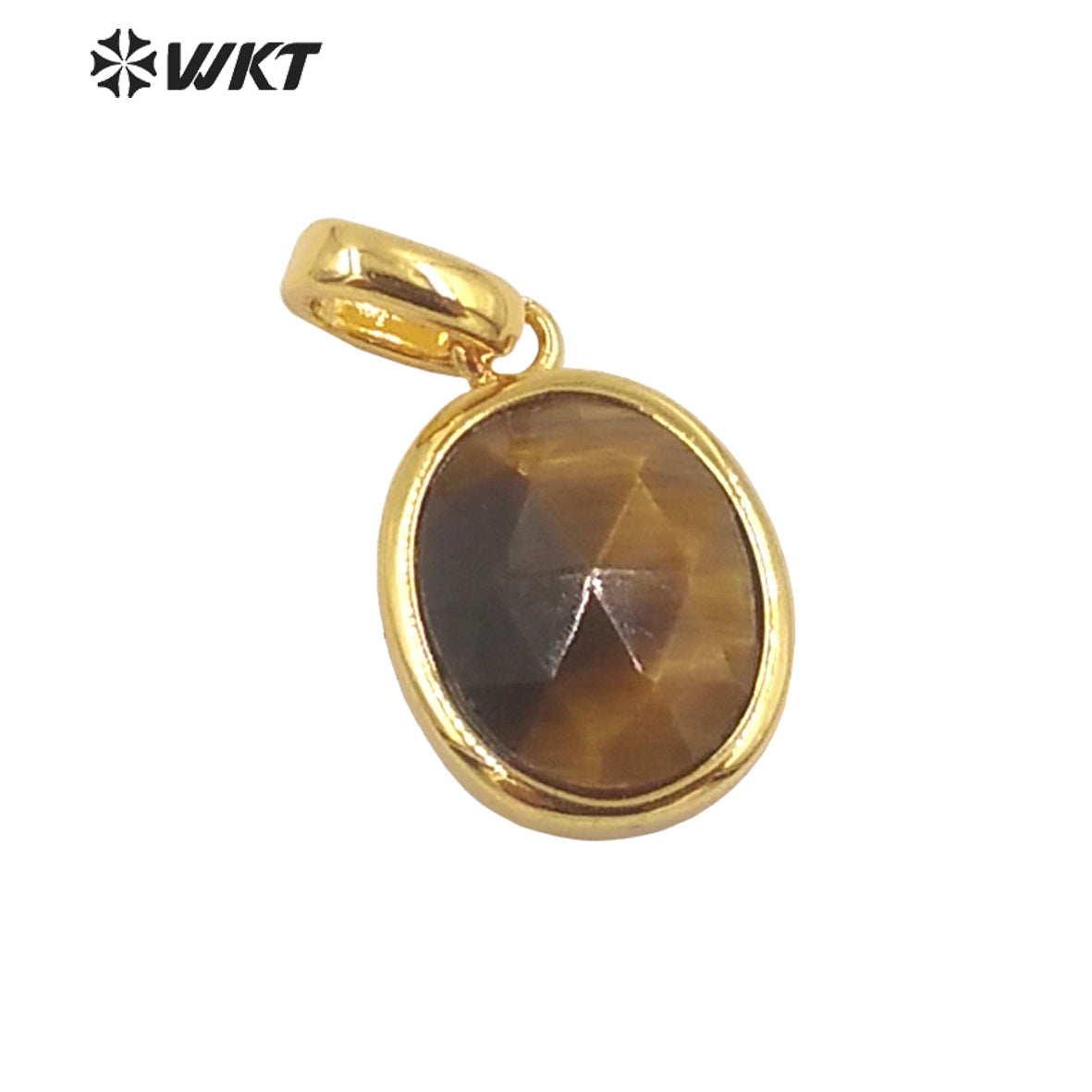 WT-P1839 Wholesale Fashion Oval Bezel Gemstone Small Pendants Natural Faceted Stone Pendants for Jewelry Necklace Making Charms